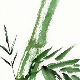 Serenity in Green, Bamboo in Watercolor Brush Strokes by Elizabeth Reich