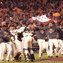 Sergio Romo and Buster Posey by Christian Petersen