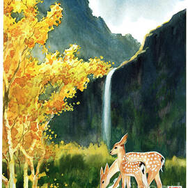 Sika Deer - Doe And Fawn by Zhang Kerang