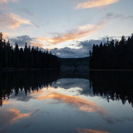 Silver Lake Sunset Symmetry - Lassen County California by Mike Lee