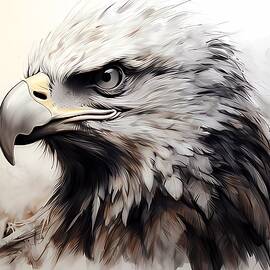 Sketch a charcoal portrait of a majestic eagle by Andre Petrov