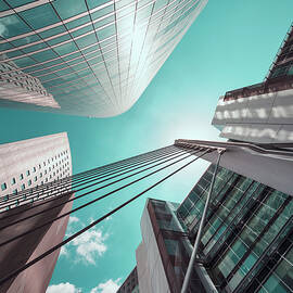 Skyscraper Symmetry in Blue Sky by The Luxury Art Collection