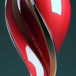 Sleek Red Apple Sculpture by David Manlove