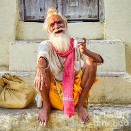 Smiling Old Holy Man from India by Stefano Senise