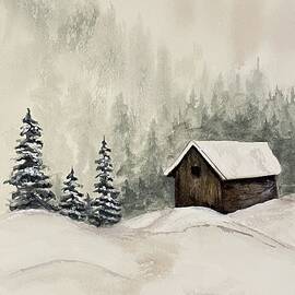 Snowy Cabin by Judy Strickland
