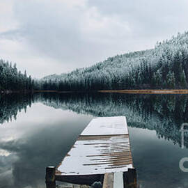 Snowy Dock Reflected in Lake by Thomas Nay