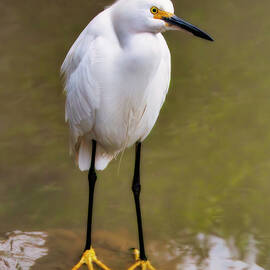 Snowy Egret in Shallow Water by Joe Fisher