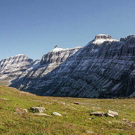 Snowy Peaks of the Continental Divide at Glacier National Park by Nancy Gleason