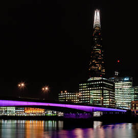 South Bank and London Bridge illuminated at night by Charnwood Photography Fine Art