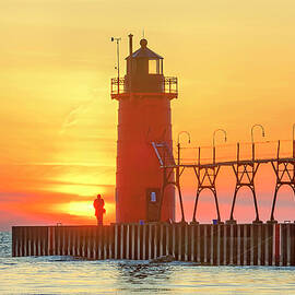 South Haven Light at Sunset by Michael Collins