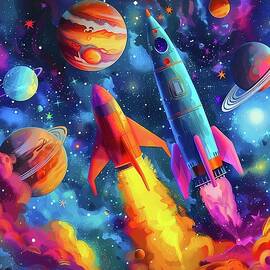 Space_exploration_theme_rockets_and_planets_vibrant_colors_No 3 by Andre Petrov