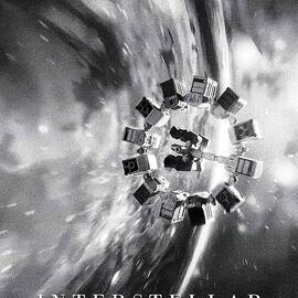 Spaceship Navigates Through Cosmic VortexInterstellar Spaceship by Travel Poster art print