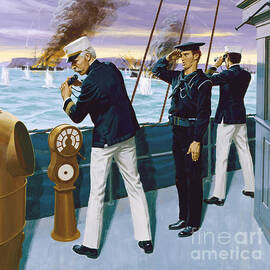 Spanish-American War - Admiral Dewey At Manila Harbor by Ed Vebell