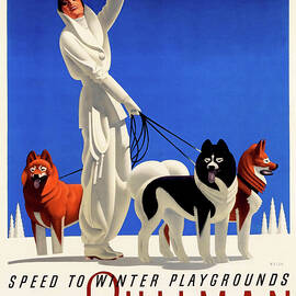 Speed to winter playgrounds in Pullman Safety and Comfort - Vintage travel poster - Advertisement by William Welsh