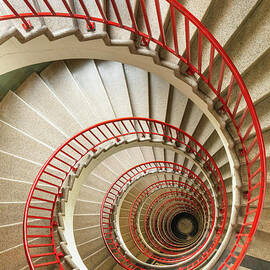 Spiral staircase in The Neboticnik, Ljubljana, Slovenia by Neale And Judith Clark