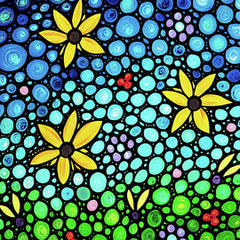 Spring Maidens Large Size Flower Mosaic Art by Sharon Cummings
