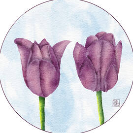 Springtime Purple Tulips by Snow Iris Studio