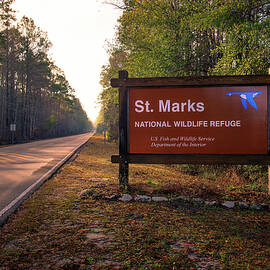 St. Marks National Wildlife Refuge entrance sign, Florida by Miroslav Liska