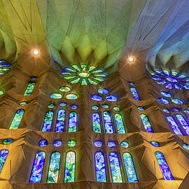 Stained Glass Windows in Blues and Greens by Shirley Mitchell