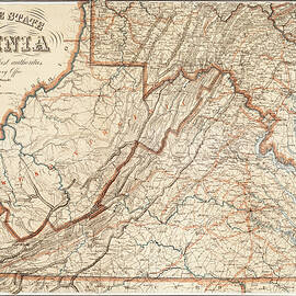 State of Virginia Vintage Map 1863 by Carol Japp