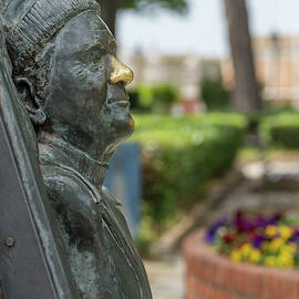 Statue of bust of Lawrence Durrell in Corfu by Steven Heap