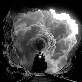Steam Train Entering Tunnel by Garry Gay