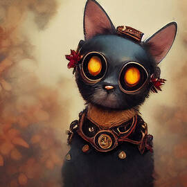 Steampunk Kitten, 02 by AM FineArtPrints
