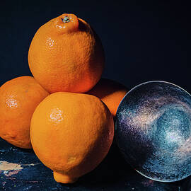 Still Life - Oranges, wine glass by Robert Niemeier