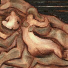 Stone Men Modern Prehistoric Art Print  by Tommervik