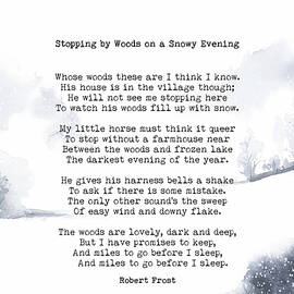 Stopping by Woods on a Snowy Evening Robert Frost Poem Print  by Georgia Clare