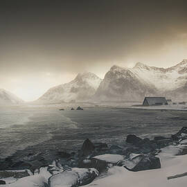 Storm Arriving - Flakstad Beach Lofoten Islands by Charnwood Photography Fine Art