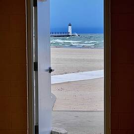 Storm Coming 5th Ave Beach Manistee Michigan  by Mary Lee Dereske