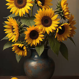 Sunflower Wall Art Floral Still Life by Nature Oil Painting