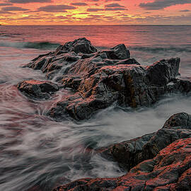 Sunrise On The Rocks, Fort Foster. by Jeff Sinon