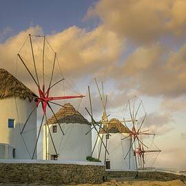 Sunrise Over the Iconic Windmills of Mykonos by Rebecca Herranen