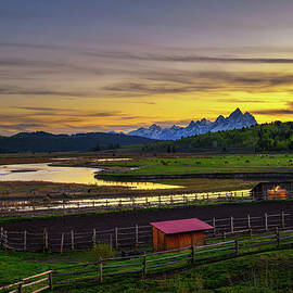 Sunset above the Grand Teton Mountains and Buffalo Fork of the Snake River by Miroslav Liska