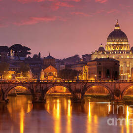 Sunset at St Peters Basilica, Rome by Neale And Judith Clark