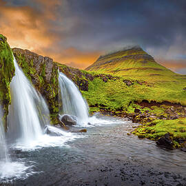 Sunset at Upper Kirkjufellsfosssfoss by Richard DeYoung