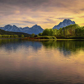 Sunset over Oxbow Bend of the Snake River in Grand Teton National Park, Wyoming by Miroslav Liska