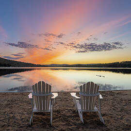 Sunset Over Peaceful Lake Waramaug by Dave King