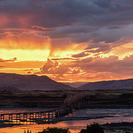 Sunset Over The Dalles Bridge 3 by Tom Cochran
