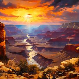Sunset over the Grand Canyon in Romantic Style No 2 by Andre Petrov