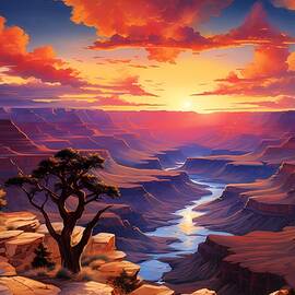 Sunset over the Grand Canyon in Romantic Style No 3 by Andre Petrov