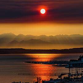 Sunset Seattle Puget Sound by Tommy Farnsworth