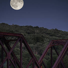 Super Moon Over Train Trestle by Dave King
