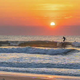Surfer at Sunrise Sea by Oceanic SkyView
