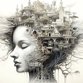 Surrealist Pencil Sketch of a Dream State No 1 by Andre Petrov