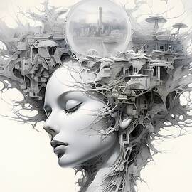 Surrealist Pencil Sketch of a Dream State No 2 by Andre Petrov