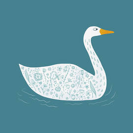 Swan with Floral Patterns by Nic Squirrell