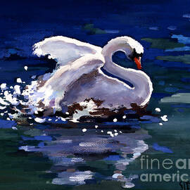 Swan Swimming In Pond by Wan Weisheng